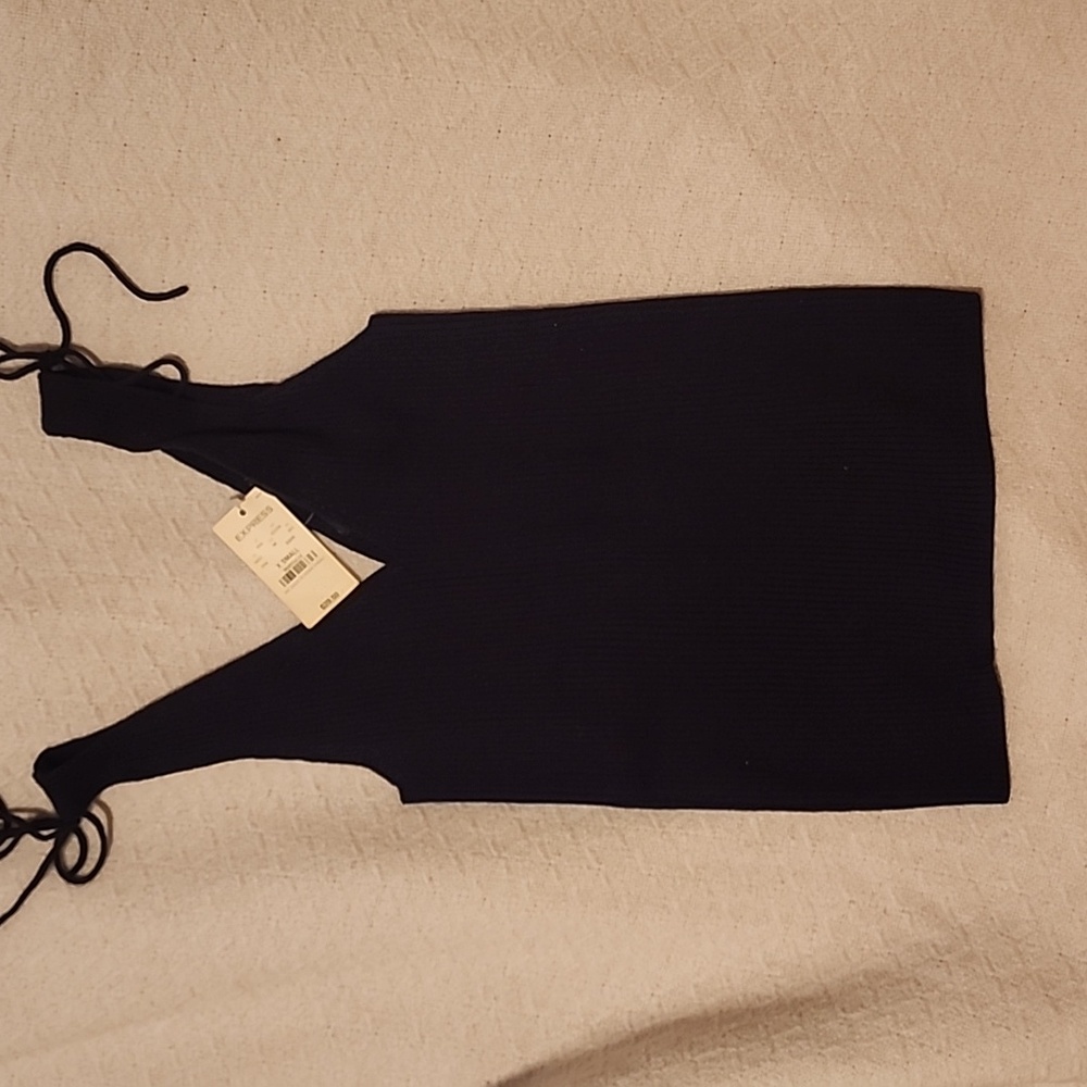 NWT- Express V-neck Knit Tank Top in Black, Size XS